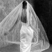 Velo De Novia De Tules Con Perlas Sencillas Y Encaje Sofisticado Para Bodas De Largo Catedral Con Peine Accesorios De Boda Para Mujeres - details 4