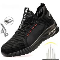 Zapatos De Seguridad Para Hombre Y Mujer Con Suela De Air Cushion Respirables Antipinchazos Y Punta De Acero Para Trabajo - details 1