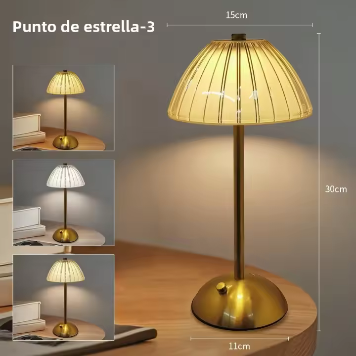 Lámpara De Mesa LED Recargable Con Sensor Táctil 3 Colores Dimmer Para Decoración De Habitaciones Hoteles Y Bares - 1