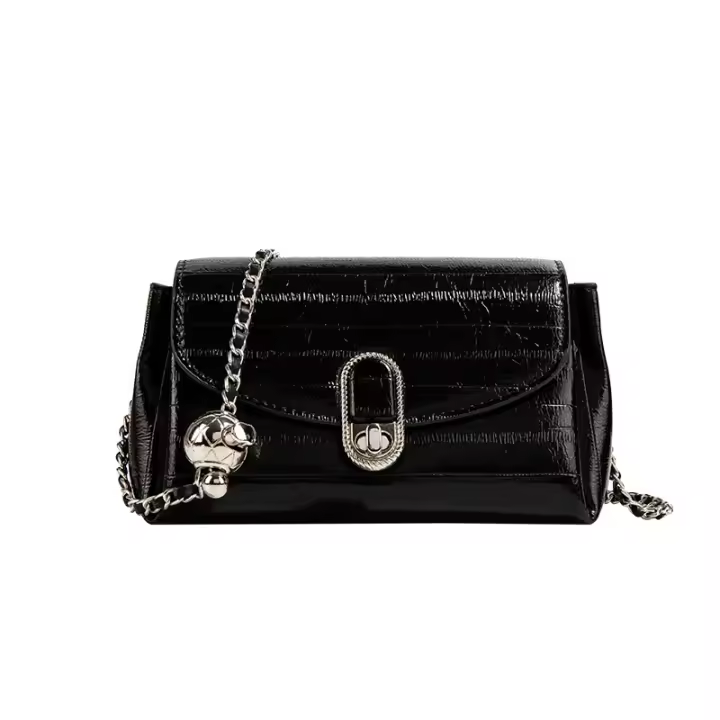 Bolso De Hombro Cruzado De Cuadrado Pequeño Para Mujer En Plata Moda De Trabajo Bolso De Mano Con Cadena De Plata - 1