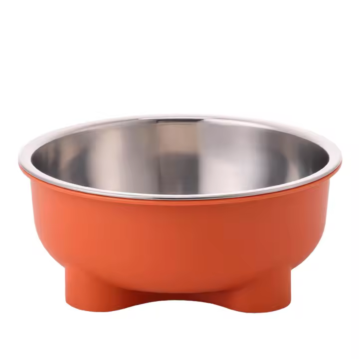 Cuenco De Acero Inoxidable Para Perros Y Gatos De Color Sólido Con Cuatro Patas Para Uso Interior Y Exterior - 1