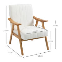 HOMCOM Butaca de Salón Sillón Relax Estilo Nórdico Tapizado en Terciopelo con Asiento y Respaldo Acolchados Patas de Madera para Oficina Dormitorio 68x74x82 cm Crema - details 2