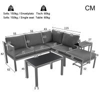 Juego de tumbonas de Jardín, tumbona esquinera, muebles de Jardín Para 4-5 personas con Mesa Auxiliar y Mesa de Centro, muebles de Jardín resistentes a la intemper, Gris, juego de 5, incl. Todos Los Juegos - details 8