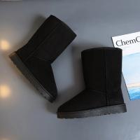 Botas De Nieve Versátiles Y Cálidas Para Mujer Color Sólido Mediano Non-slip Suela De Goma Cómodas Y Duraderas Para Invierno - details 0