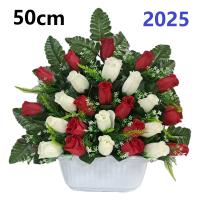 Centro de Flores para Cementerio Gerimport | Ramos de Flores para Todos los Santos | Flores Artificiales de Tela | Ancho 50cm | Alto 40cm | Personalizar Color y Medida - details 18