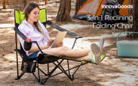 InnovaGoods® Silla para Camping 3 en 1 Multifunción, Tumbonas jardin exterior con Portavasos, Bolsillos y Bolsa de transporte, tumbona plegable ideal para playa, camping, Silla transpirable y lavable. - details 0