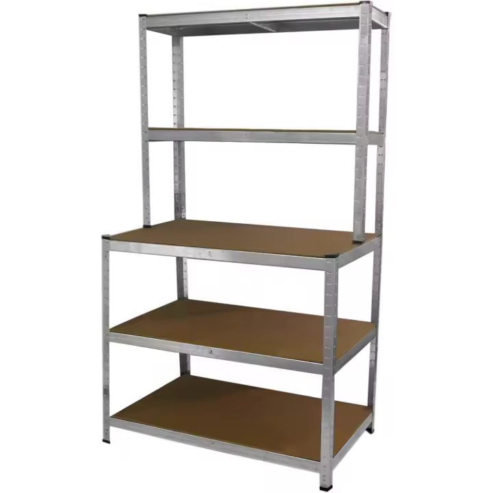 Mesa de trabajo sin tornillos de metal galvanizado, con capacidad de 900 kg, con mazo de goma - 1
