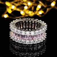 Anillo De Eternidad Para Mujer Con Corte Baguette En Colores Rosa Verde Y Plata Joyería De Lujo Para Boda Y Día De San Valentín R4575 - details 3