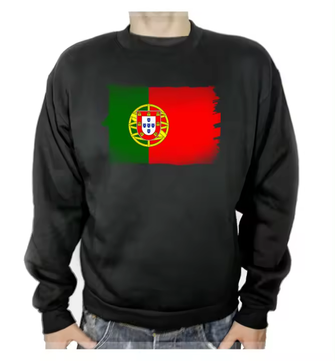 MERCHANDMANIA SUDADERA NEGRA bandera portugal pais gobierno portugués adulto poliester algodón sweatshirt - 1