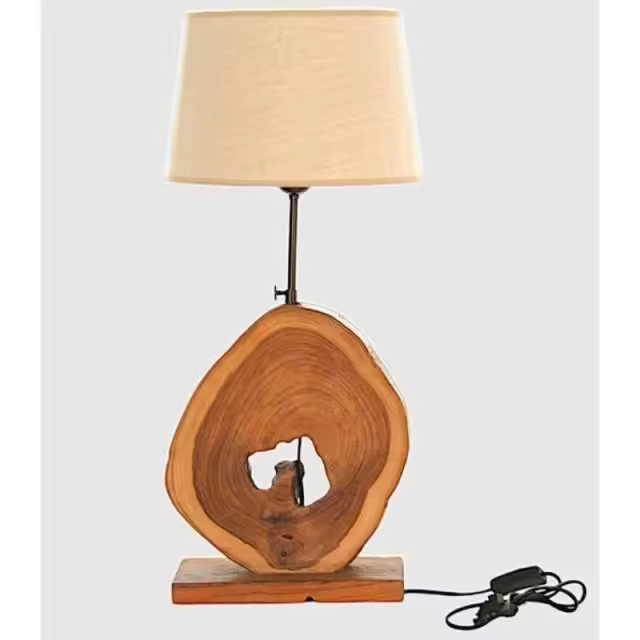 Lámpara de mesa de madera maciza con tronco redondo.     -EkilikuaHome - 1