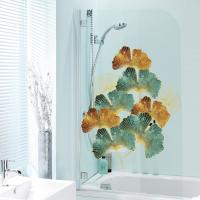 Hojas de baño de gingko (76x87 cm) I Marron Gold Green Blanco Flores Plantas natureleza I adhesivos de los decorativos habitación Salón dormitorio Baños Cocina - details 2