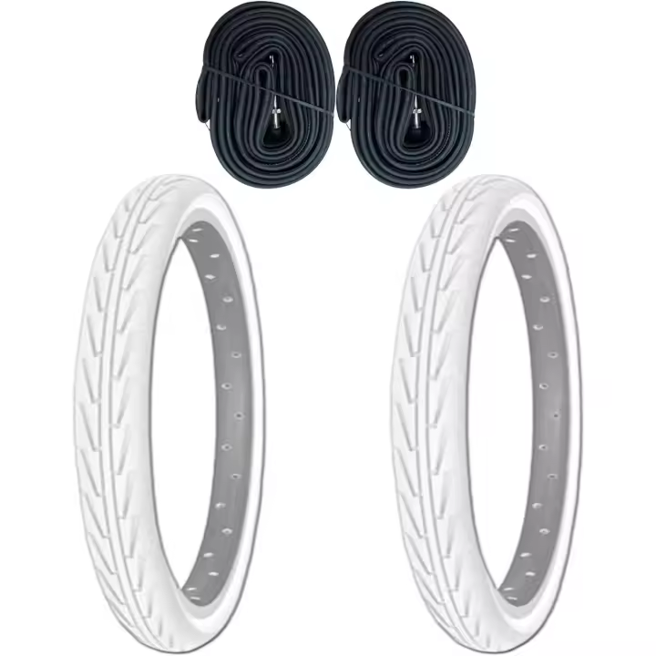 FIXPARTS CBB SHOP Pack de 2 Cubiertas Michelin Blancas 350A (14x1 3/8 X 1 5/8) 37-288 + 2 Cámaras FV (válvula Fina-Presta) - 1
