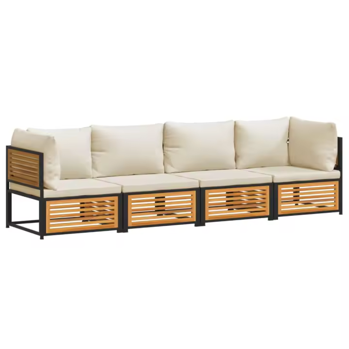 vidaXL Set sofás de jardín con cojines 4 pzas madera maciza de acacia - 1