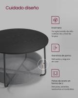 Mesa de Centro Redonda con Almacenamiento y Cesta de Tela - Estilo Moderno, Marco de Metal, Color Blanco Nieve o Negro Tinta - details 8