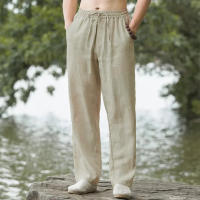 Men's Beach Pants Joggers  Streetwear Cotton Linen Sweatpants Casual Pants Hawaiian Vacation Loose Summer Long - details 6