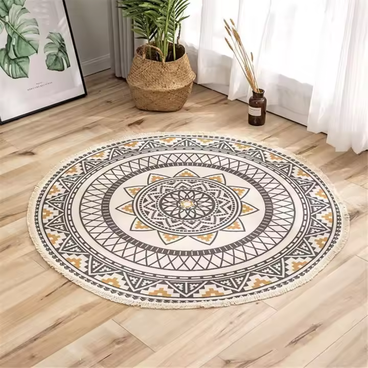 Alfombra redonda Mandala - Algodón - Estilo bohemio - Diámetro: 92 cm - Sunny - 1