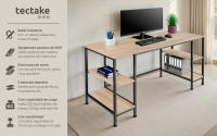 Tectake - Escritorio para ordenador Stoke 137 x 55 x 75 cm  Escritorio de diseño recto y estilo industrial  Tableros MDF estables con unas finas vetas efecto madera y protector de melamina  Estructura de acero resistente con revestimiento en polvo - details 0