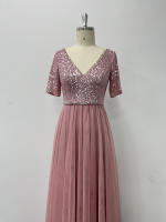Vestido De Noche Elegante Para Mujer Con Doble V-Neck Y Volante A-Line Con Lentejuelas Vestido De Cocodrilo Para Fiesta Y Eventos Formales - details 15