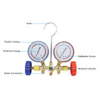 Medidor de Presión de Aire Acondicionado R134a con Manguera y Gancho Herramienta Diagnóstico 3 Way AC para Freon R12 R22 R404A R134a - details 1