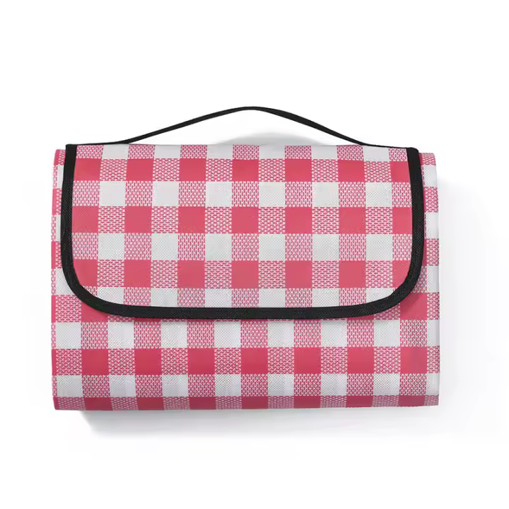 Manta de Picnic Impermeable para Playa 200x200cm - Mantel Lavable, Ligero with Asa-Cuadros Rojos para Senderismo, Viajes, Acampada al Aire Libre y Parques - 1