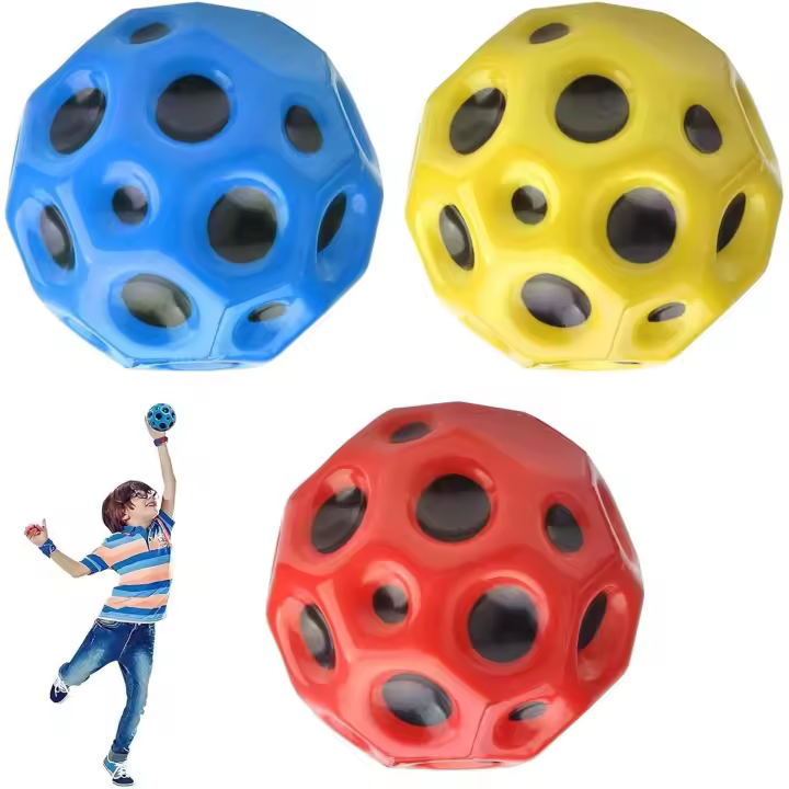 Jump Ball, Juego de 3 Pelotas de Salto Alto, Pelotas de Salto with Theme Espacial para niños, Conjunto de Pelotas de Goma Moon - 1