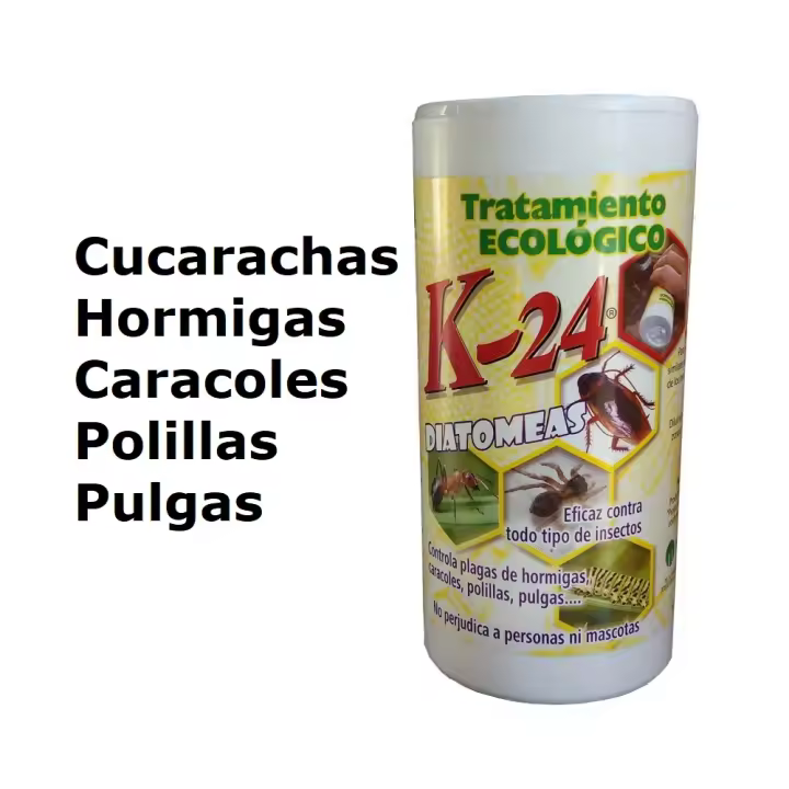 POLVO PARA CUCARACHAS,HORMIGAS,CARACOLES,POLILLAS,PULGAS,Diatomeas K-24 Ecologico 70G,cm,fespu - 1