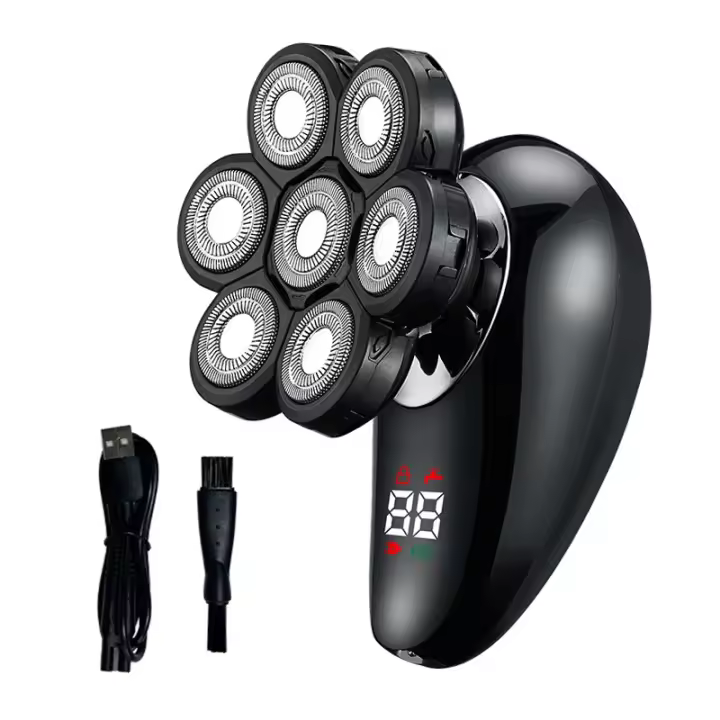 Afeitadora Eléctrica 5 En 1 Para Hombres Cabeza Lisa Peluca Afeitadora De Nariz Cuchilla Flotante 7D Afeitadora De Barba Recargable Razor - 1