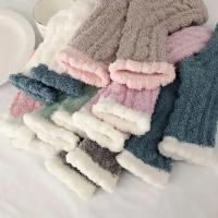 7 Pares De Calcetines De Peluche Coral Para Mujer Temporada Otoño E Invierno Calor Para El Hogar Y Sueño Calcetines De Poliéster Grueso - details 5