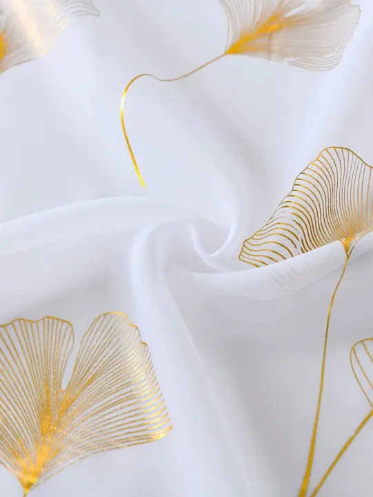 Cortinas De Voile Transparentes Con Estampado De Oro 96 Pulgadas Largas Tope De Grommet Tratamiento Metálico De Lujo 1 Panel - 1