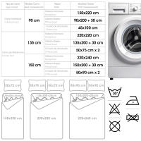 NQT Juego de Funda Nordica Estampada 3 Piezas de Microfibra para Cama de 90/135/150 - Funda Edredon 150x220 cm/220x220cm/220x240cm, Bajera 90/135/150x200+30 cm y 1 o 2 Funda Almohada 45x110 cm/50x75cm/50x90cm (Cuadricula Azul,Flor Nocturna,Corazones Chic) - details 0