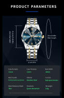 Reloj De Hombre 2024 Moda Nueva Con Rivet Correa De Acero Inoxidable Dial Azul Dorado Luminoso Diamante Agua Resistente Reloj De Negocios - details 4