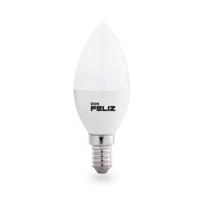 6 uds. Bombilla Led C37 forma de vela 3W/5W/6W/7W/8W/9W, luz blanca/fria y amarilla/luz calida 6500K y 3000K, casquillo pequeño E14, pack de 6 uds, Don Feliz - 1