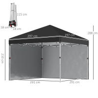 Carpa plegable 2.97X2.97 m con Protección UV y Paredes laterales, Carp with SACOS de Arena, Carp plegable de Maple Negro para Terraza - details 3