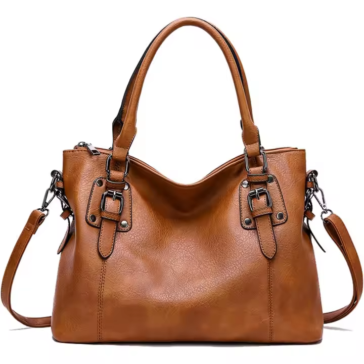 Bolsos de Mano para Mujer, de Piel elegante, estilo Retro Vintage, de diseñador, con ASA superior, estilo casual, con Bolso, para hombre, color marrón - 1