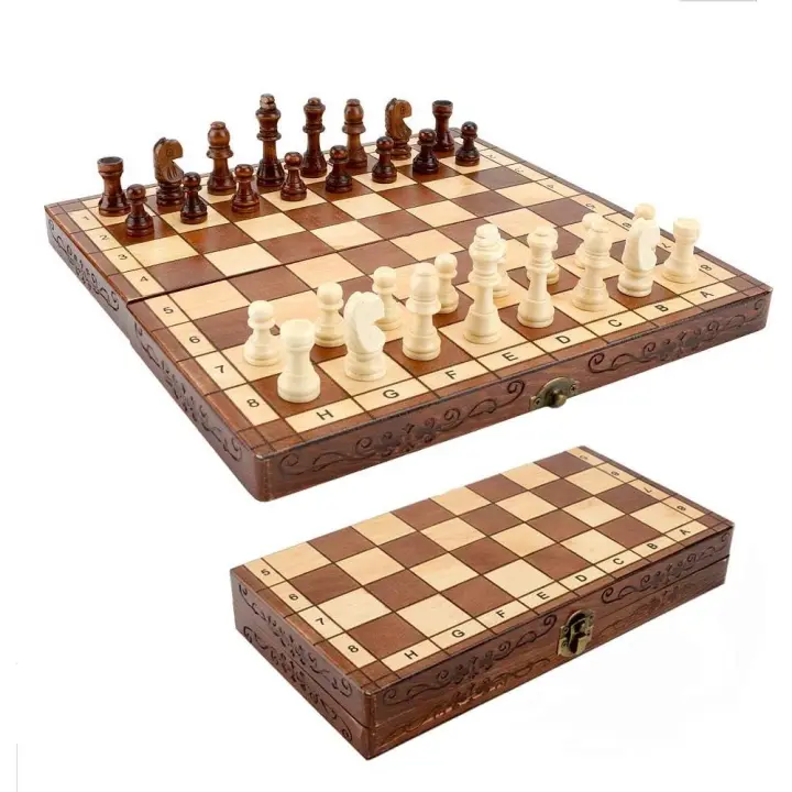 Juego de Ajedrez de Madera plegable Hecho a mano, tablero de ajedrez, 2 jugadores, 30X30 cm - 1