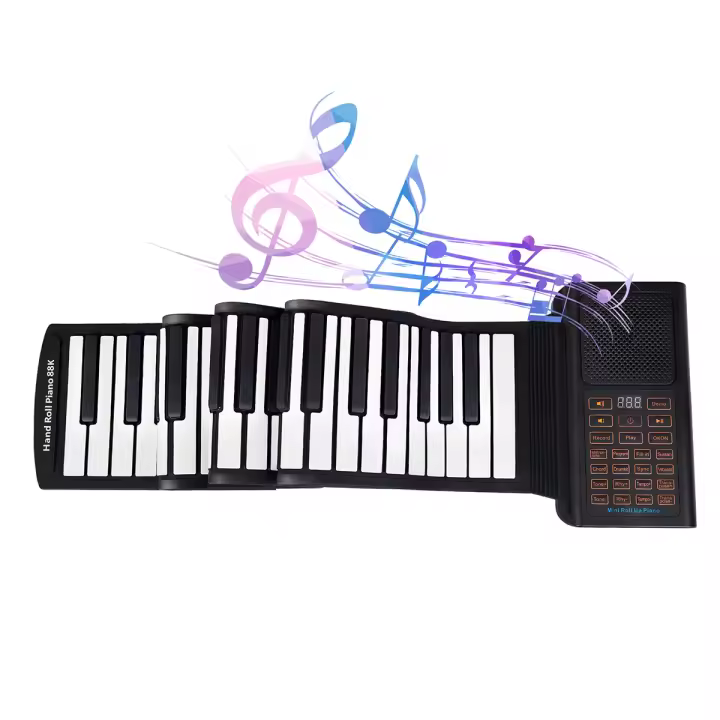 Piano Portátil De 88 Teclas Plegable Con Trompeta Para Principiantes Regalo De Cumpleaños Para La Enseñanza Musical - 1