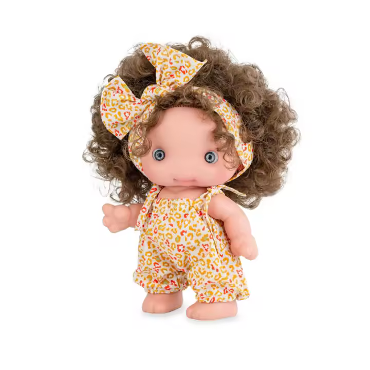 Muñeca Piu mono y turbante estampado en estuche, con cuerpo y extremidades de vinilo 25 cm (Marine Business 1418) - 1