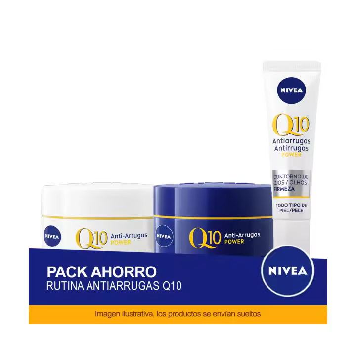 NIVEA Q10 ANTIARRUGAS POWER Pack ahorro cuidado facial - Contiene crema de día, crema de noche y contorno de ojos - 1