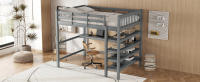 Cama Elevada Infantil 140x200-Robusta Estructura with Caja de Almacenaje Integral y Escribano Bajo Cama - Diseño Moderno en Gris Sin Colchón - details 2