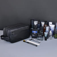 Bolsa De Viaje Para Hombres Doble Capa De Cuero PU Organizador De Baño Resistente Al Agua Para Shaving Y Cosméticos Kit Dopp Estuche De Almacenamiento - details 6