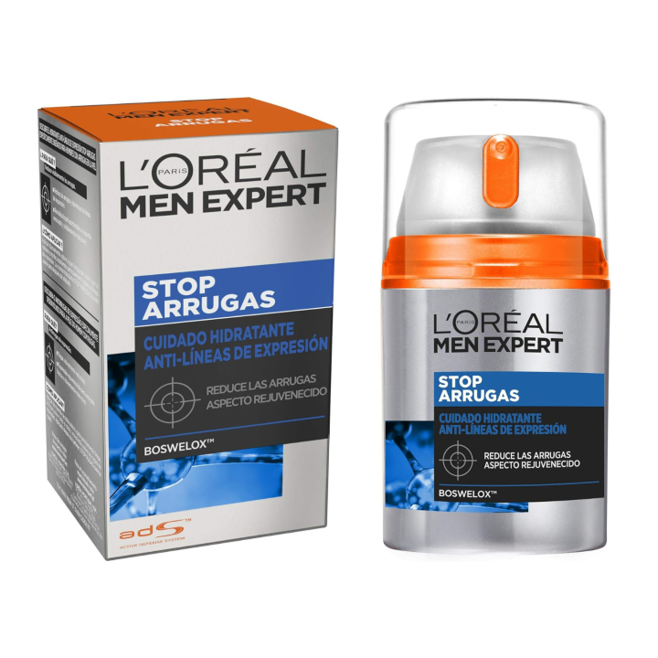 L'Oreal Paris Men Expert Cuidado Crema Hidratante Anti-Arrugas Antiedad para Hombre de Expresión Stop Arrugas, Cuidado Diario para Pieles Maduras, Suaviza la Piel, 50 ml