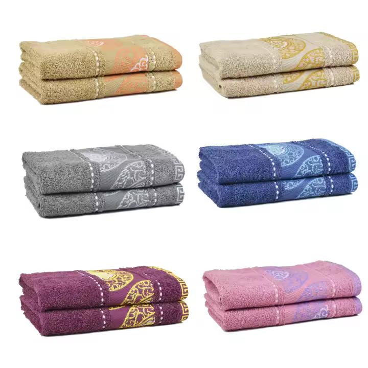 CASTMA GARANTIA DE ALTA CALIDAD - Juego de 2 Toallas de Lavabo de Alta Calidad en Algodón 100% Modelo GREECE - 400grs/m2 - Suaves, Absorbentes y Resistentes - 1