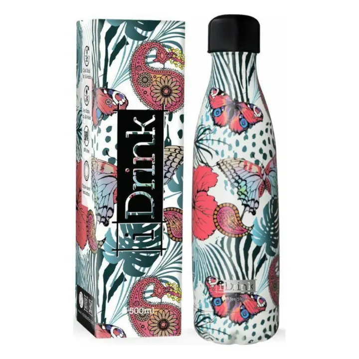 BOTELLA TERMICA I-DRINK BUTTERFLIES 500 ML ACERO INOXIDABLE - SIN BPA I-TOTAL - 1