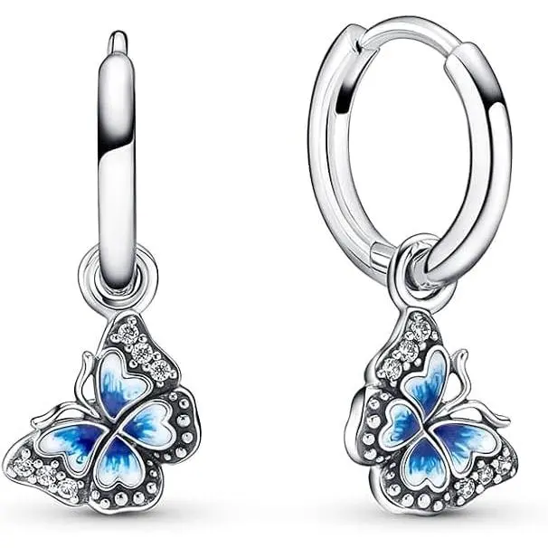Pendientes de mariposa con forma de corazón de plata bañada en cobre blanco con luz eterna y forma de corazón - 1