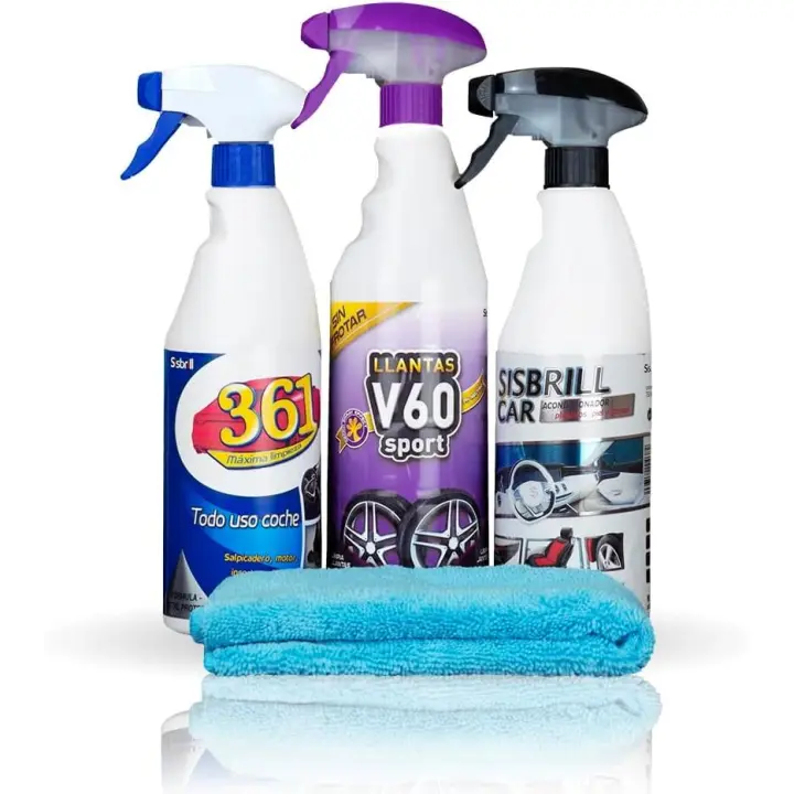 Sisbrill Kit Trío Esencial de Limpieza - Limpieza y Cuidado de Todo el Coche - Llantas, Cuero, Mosquitos, Tapicería - 1