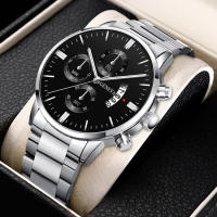 Reloj Deportivo Para Hombre De Lujo Fashion En Acero Inoxidable Con Correa De Cuero Reloj De Cuarzo Para Negocios Y Casual - details 6