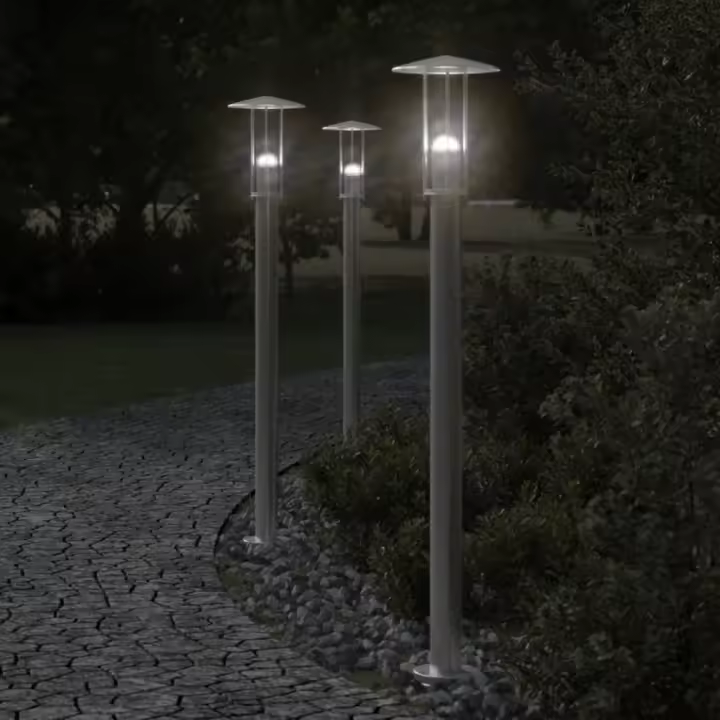 vidaXL Lámpara de suelo de exterior acero inoxidable plateado 100 cm - 1