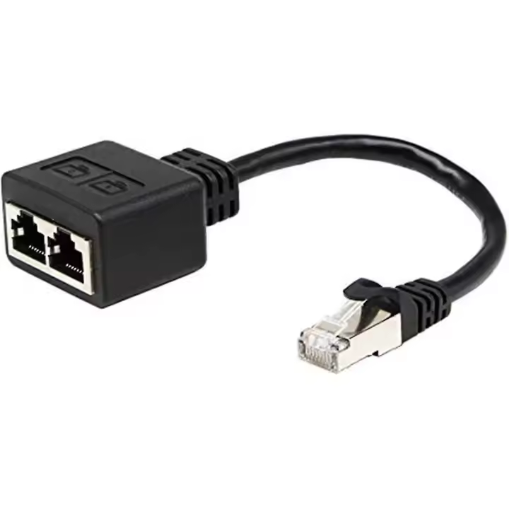 Adaptador de red RJ45 1 a 2, adaptador doble RJ45 A macho-hembra (15 cm). Se utiliza para conmutar la red de dos puertos de forma independiente y los dos puertos - 1