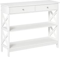 Entrance Console Table Hallway with 2 Drawers and 2 Lower Shelves Modern Furniture Raised Base Anti-tip 100 x 30.5 x 80 cm White - details 1