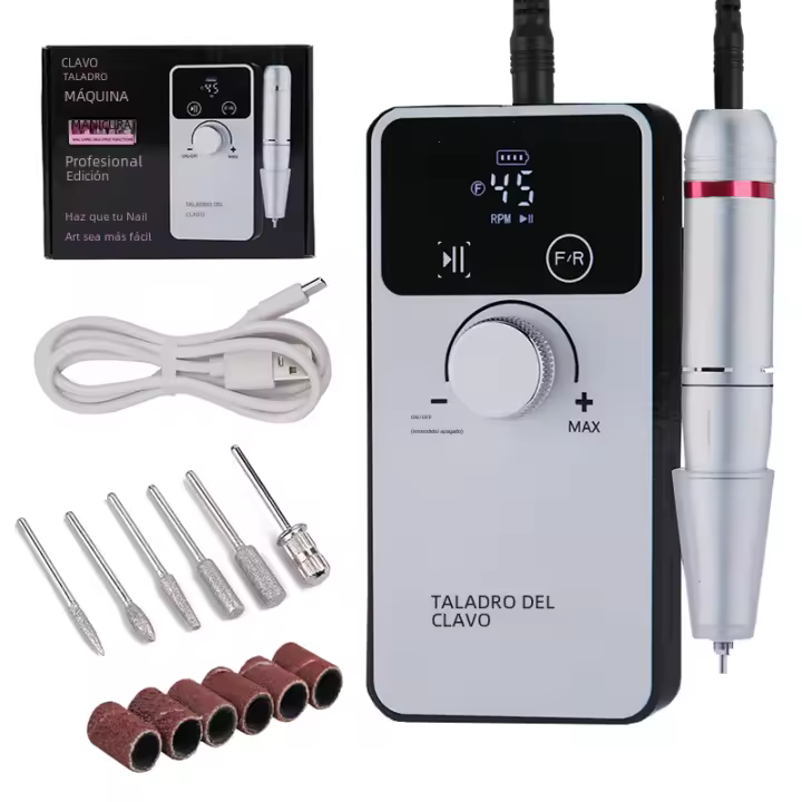 Nueva Máquina De Uñas Eléctrica Profesional 45000RPM Recargable Accesorios De Uñas Pulidora De Esmalte De Gel Bajo Ruido Color Blanco / Negro - 1